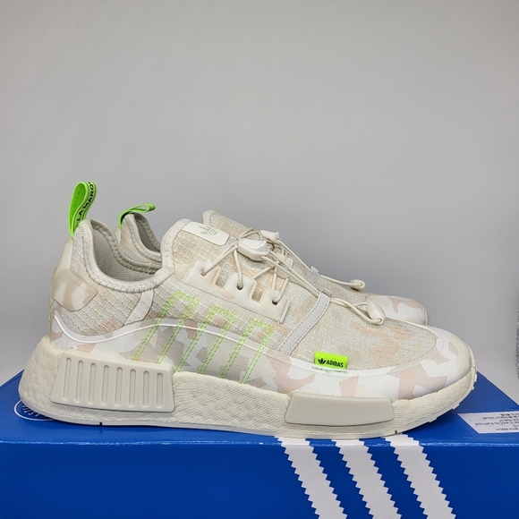 New Adidas NMD_R1 TR 'Off White Solar Green Camo' Men's Running Shoes Size 9.5 - Picture 4 of 7